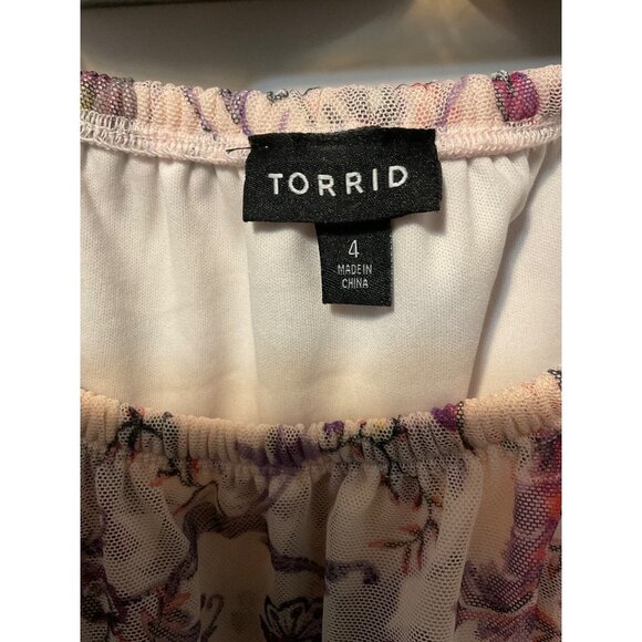 TORRID Maxi Dress Off-Shoulder Tiered Puff Sleeve Floral sz. 4 - Picture 4 of 7